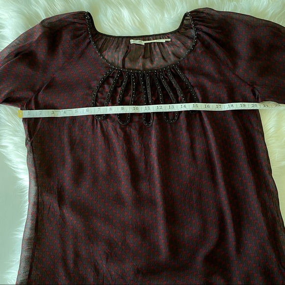 Leon Max Sheer Blouse Burgundy Medium w/ Camisole - Picture 8 of 13